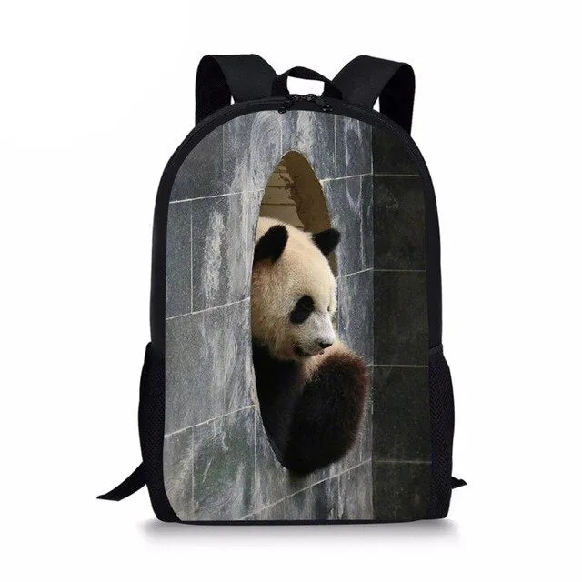 3D Panda Print Men Backpack