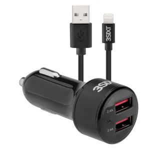 3sixT Car Charger 4.8A   USB-A to Lightning Cable 1m