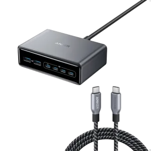 Anker Prime Charger (200W, 6 Ports, GaN)  and Anker Prime USB-C to USB-C Cable 240W