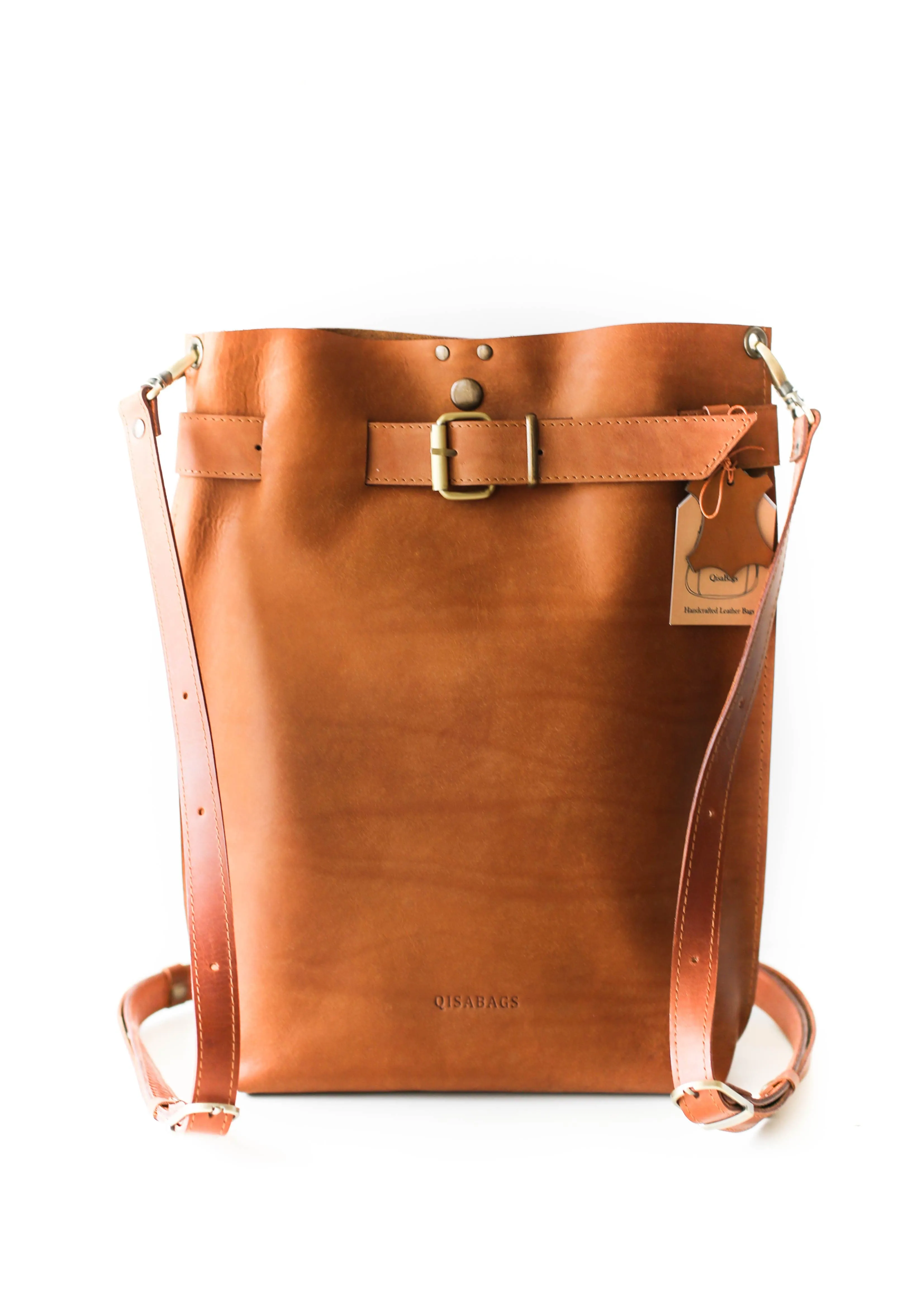 Brown Large Leather Backpack Purse