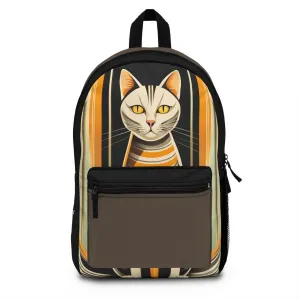 Cat w Orange Stripes, Backpack with Computer Pocket and Padded Back