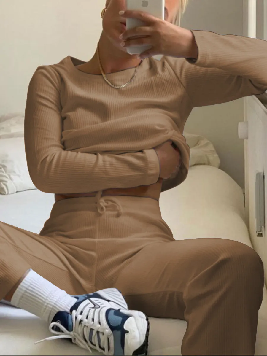 Comfortable And Leisure Pure Color Home Ladies Suit