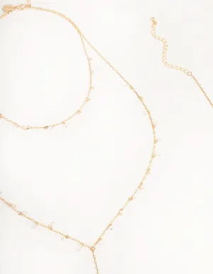 Gold Dainty Pearl Body Chain