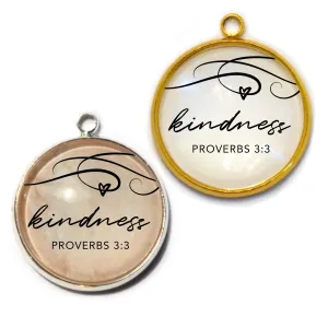 Kindness Proverbs 3:3 Scripture Charm for Jewelry Making, 20mm, Silver, Gold