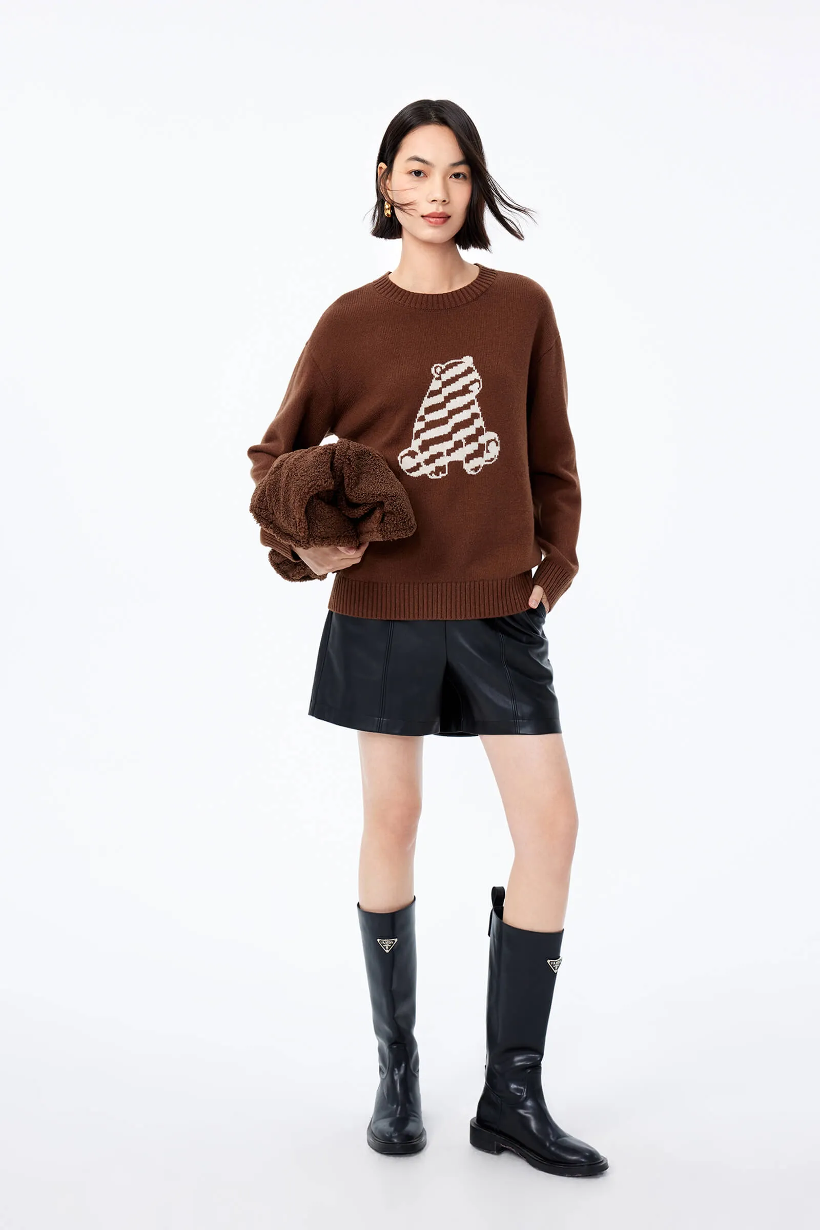 LILY Stylish Wool Playful Jacquard Sweater