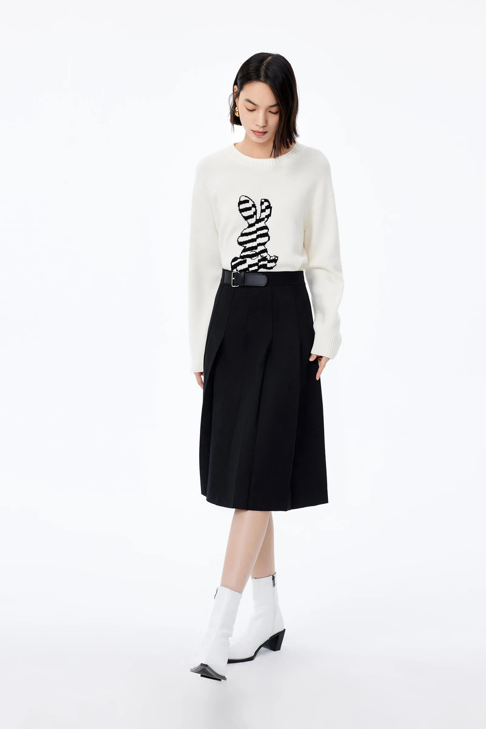 LILY Stylish Wool Playful Jacquard Sweater