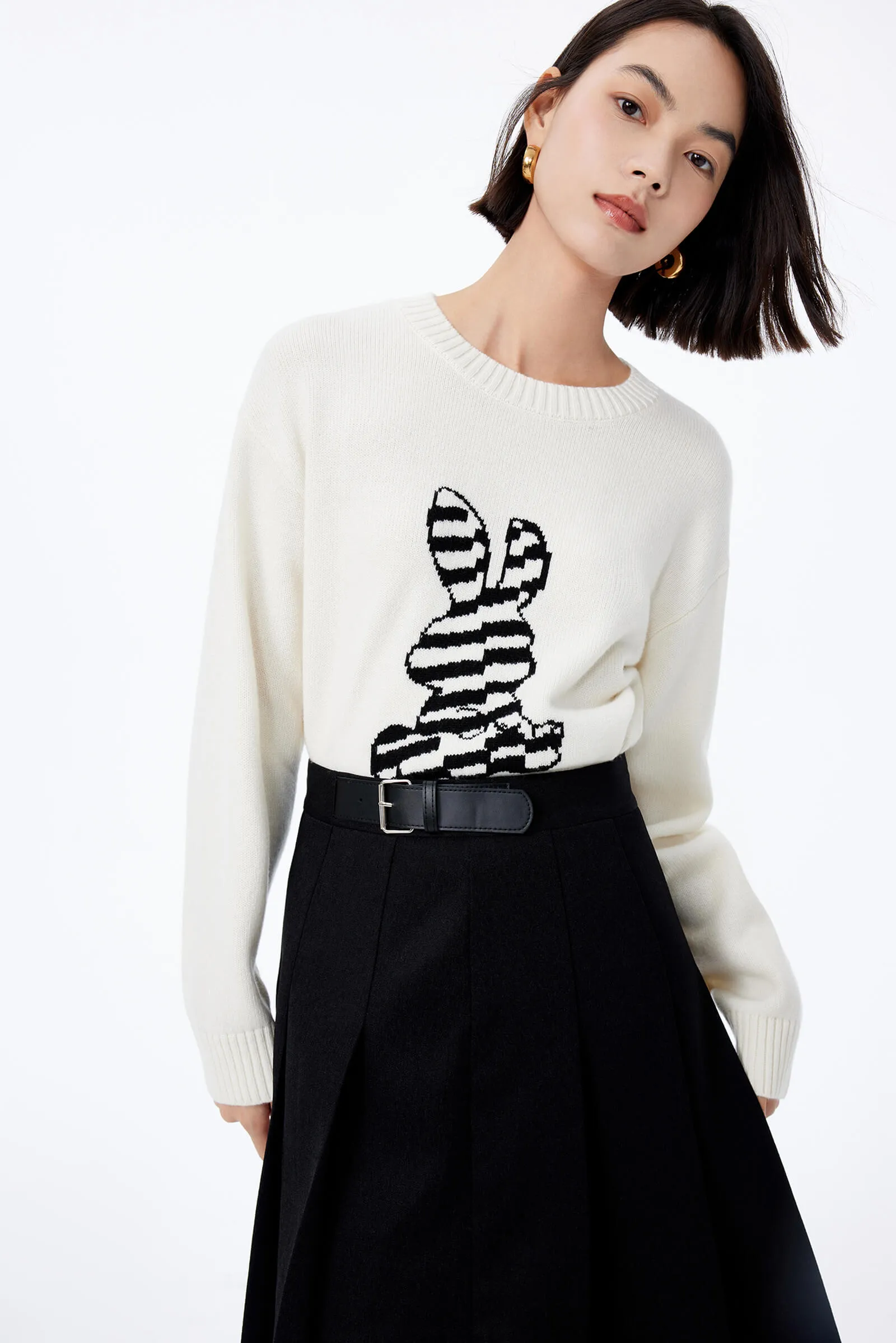 LILY Stylish Wool Playful Jacquard Sweater