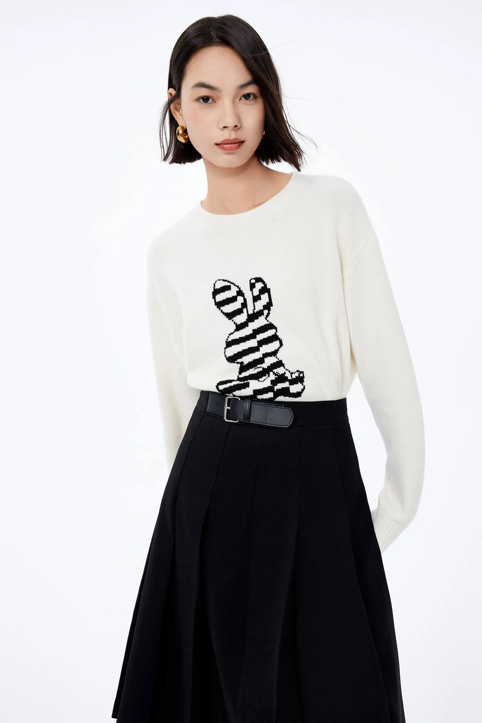 LILY Stylish Wool Playful Jacquard Sweater