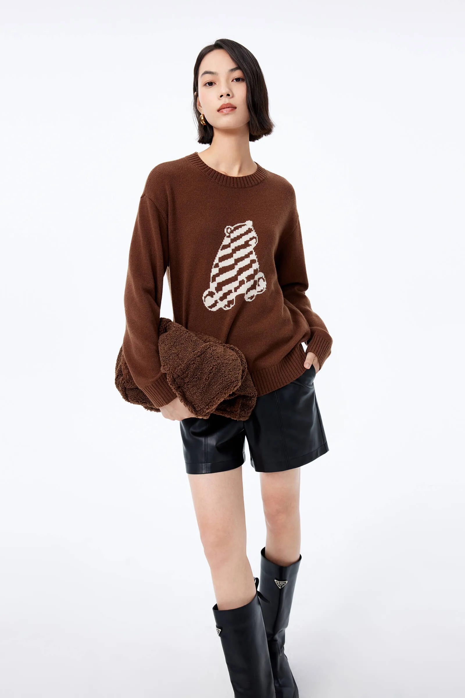 LILY Stylish Wool Playful Jacquard Sweater