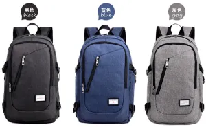 Men Grey Shcool Bag School Backpack USB Battery Charging Backpack