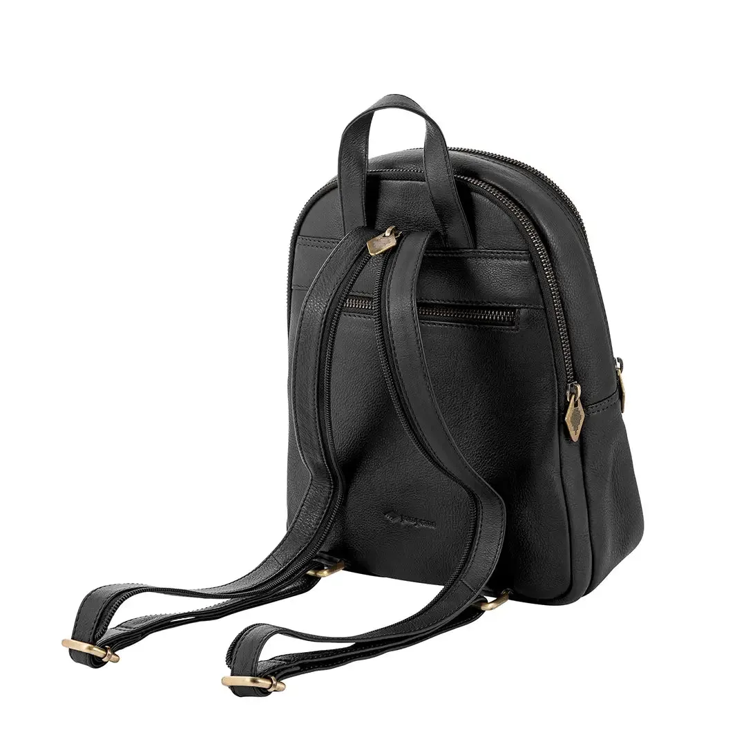 Viajera Small Backpack - Black Leather by Pampeano