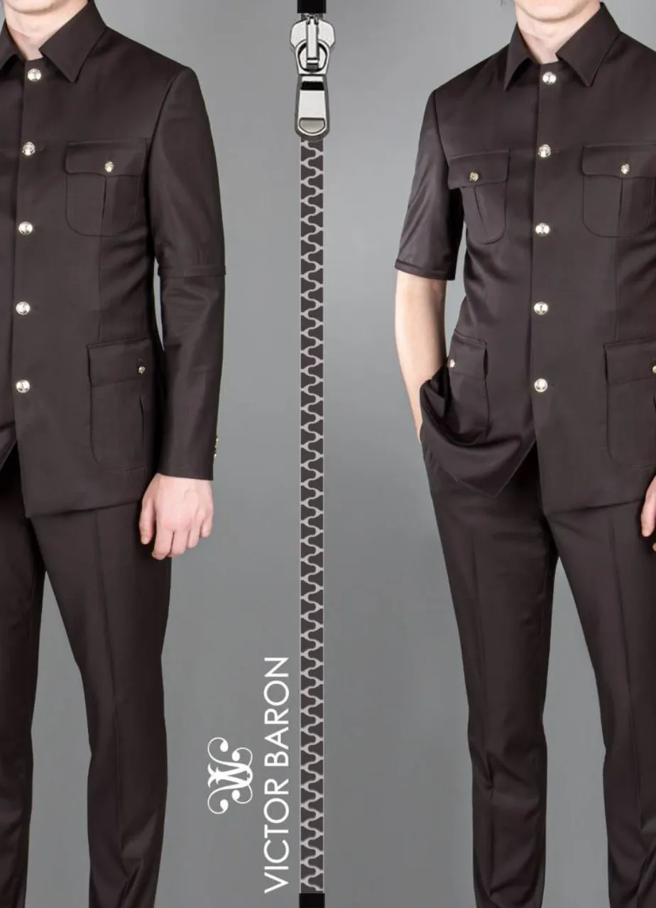 Victor Baron Safari Suits, with detachable sleeves.