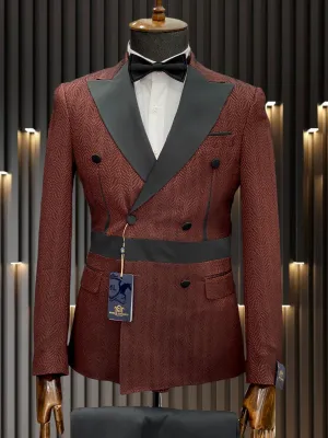 Wine Red colored Double breasted Tuxedo By Senzo Rivoli